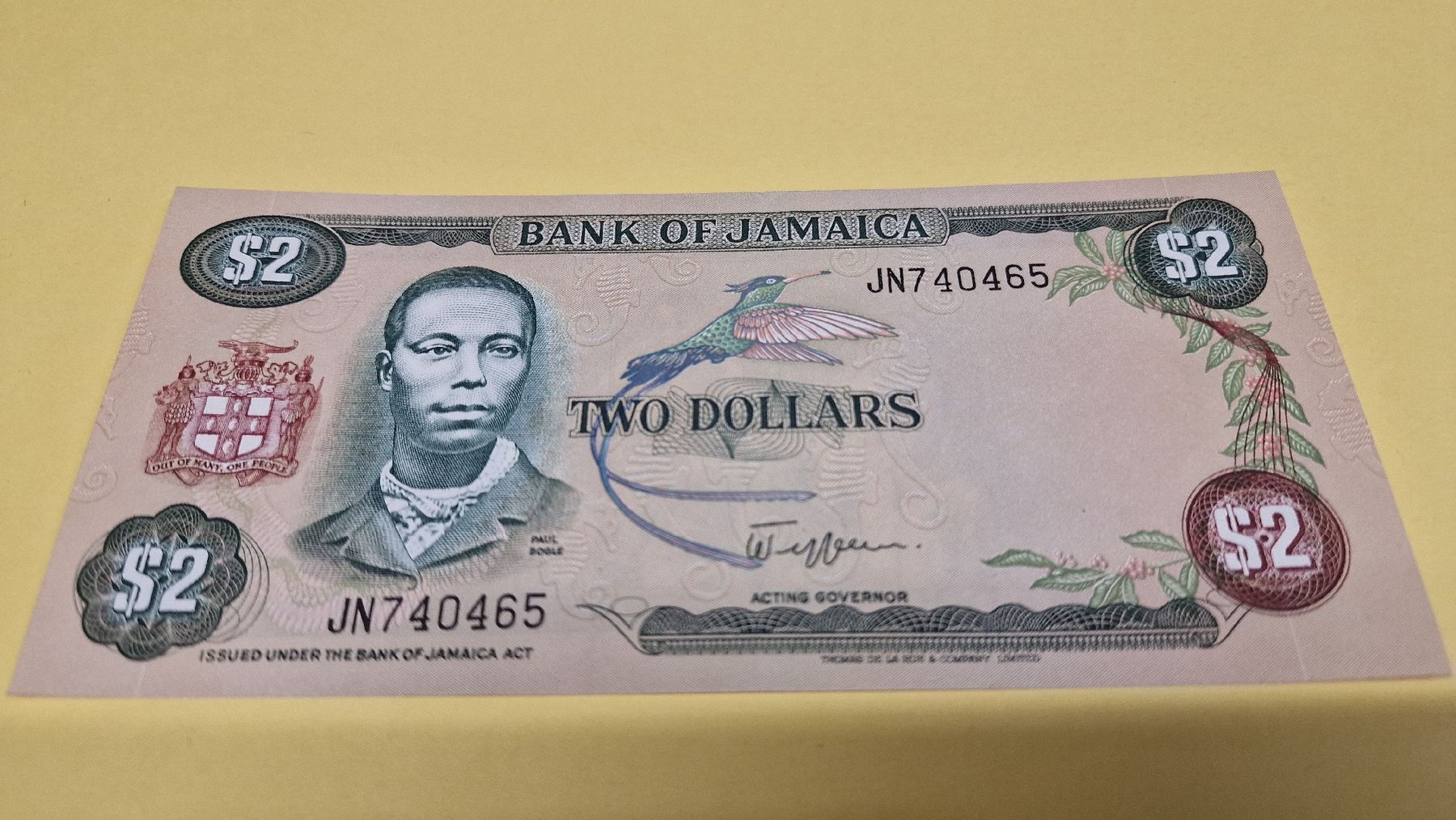 Banconote: Jamaika 2 Dollar Schein Banknote, unzirkuliert, top! – Nuovo e nell'imballaggio originale da Herisau venduto da Antiques.AR
