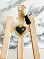 Handgemachter Schlüsselanhänger Herz Pfote Gold Geschenkidee
