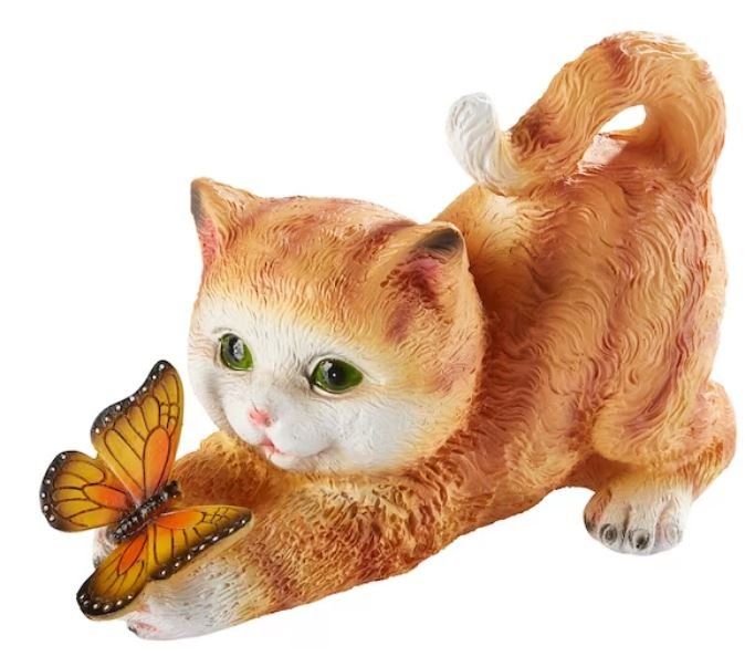Statuette: SOLAR Katze mit Schmetterling  (21.5 cm) – Nuovo e nell'imballaggio originale da Langenbruck venduto da Gumsi 1
