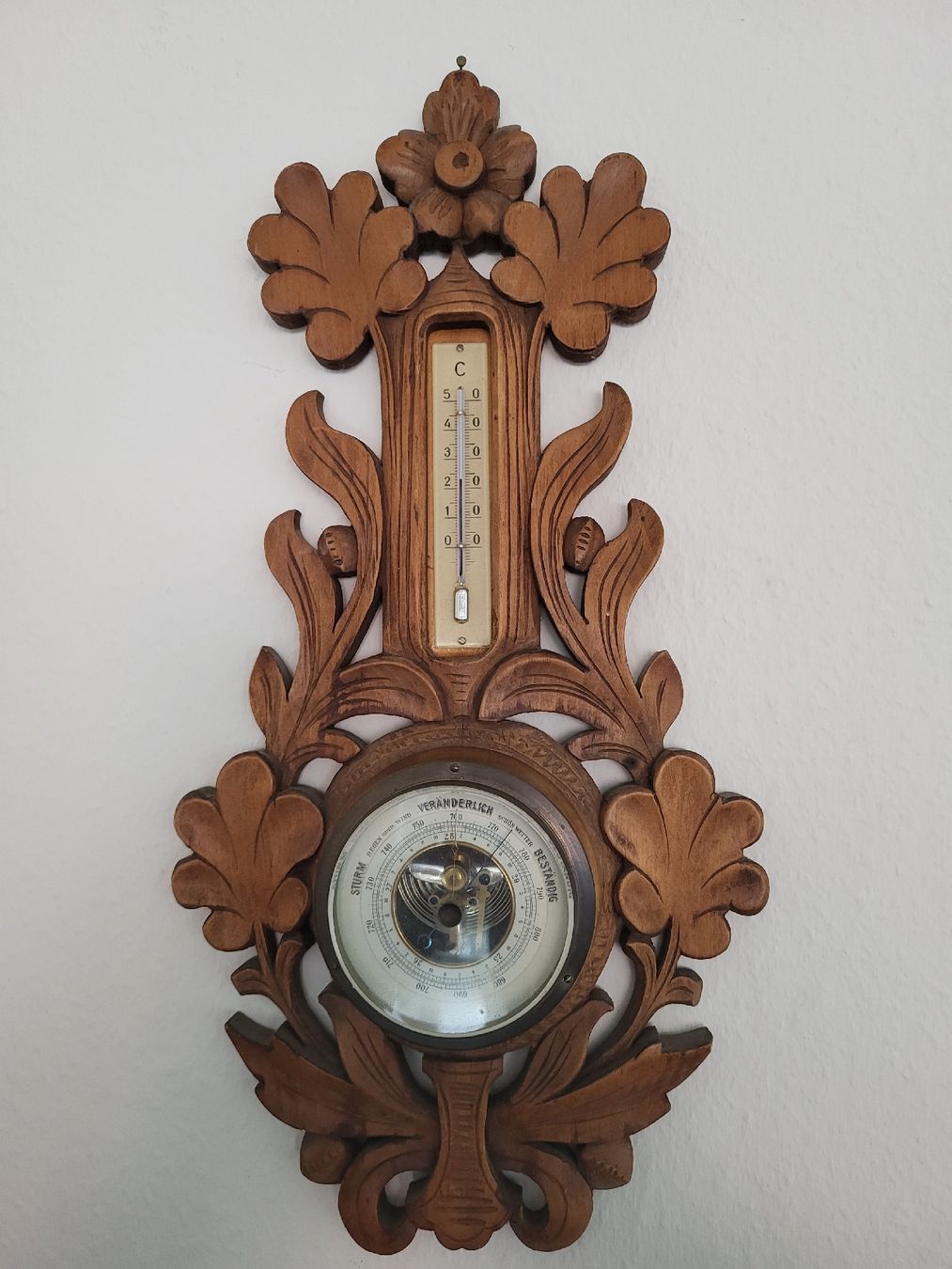 Altri elettrodomestici e apparecchi d’epoca: Antiker Barometer mit Thermometer, Holz, Wanddeko, Top – Usato da Rheinfelden venduto da kidkues