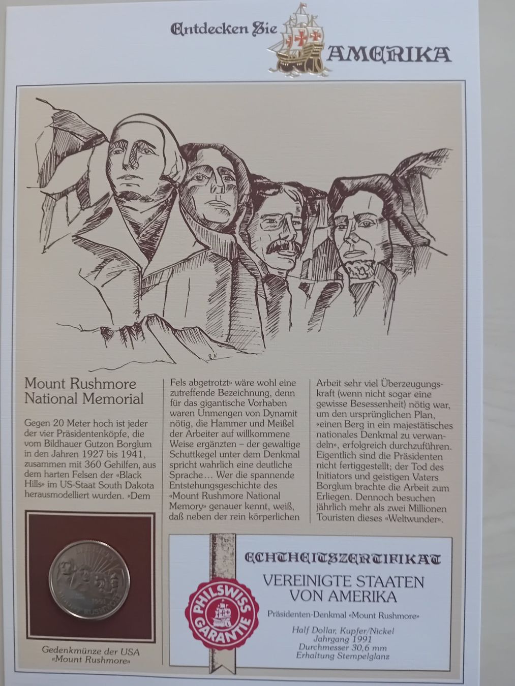 Tutti le monete: Muenzbrief Amerika Mount Rushmore – Nuovo e nell'imballaggio originale da Muralto venduto da Alex1912