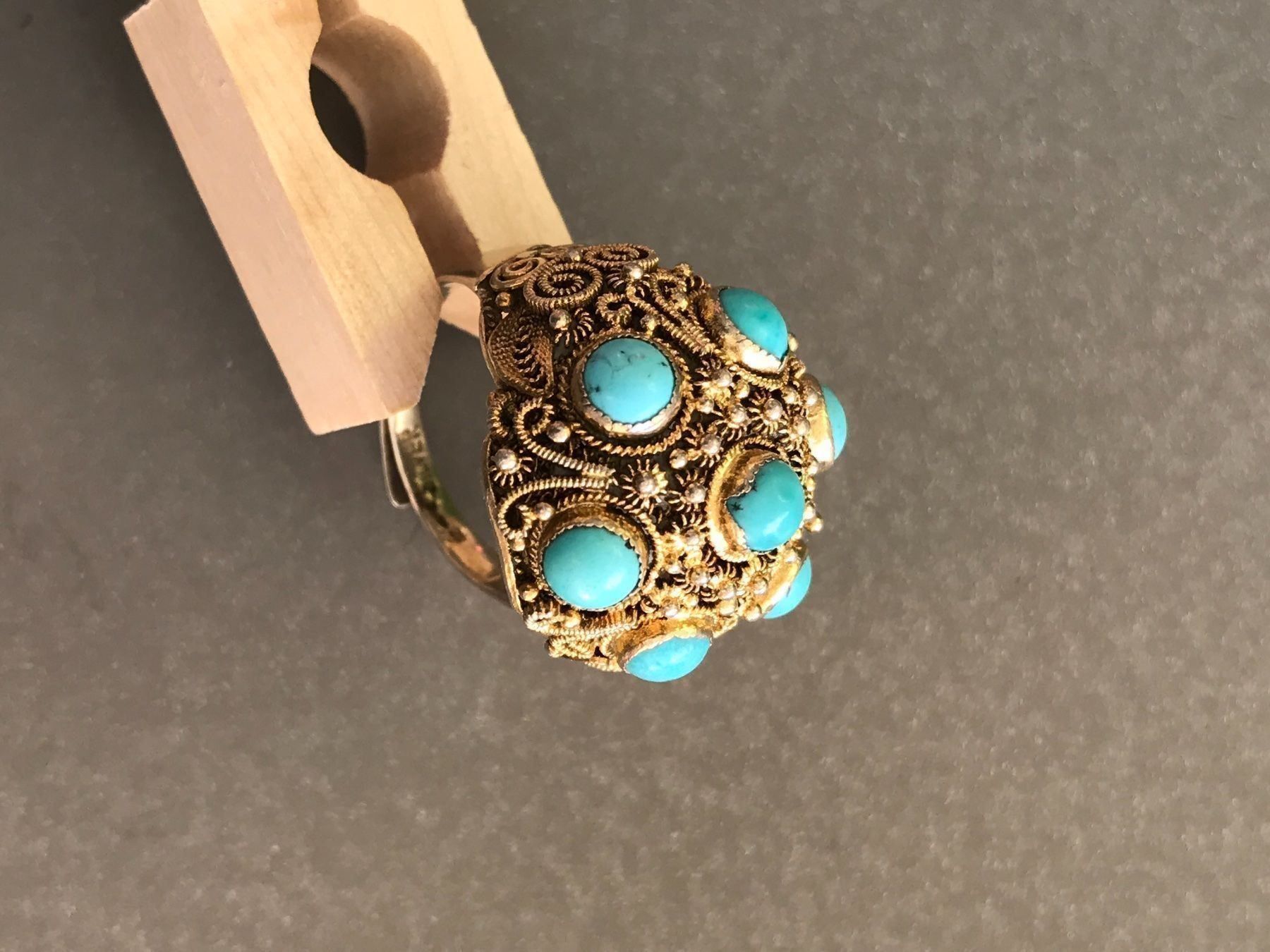 Anelli: Jugendstil CHINA TÜRKIS RING filigranst variable Ringgrösse – Usato da Basel venduto da gretchen03 7