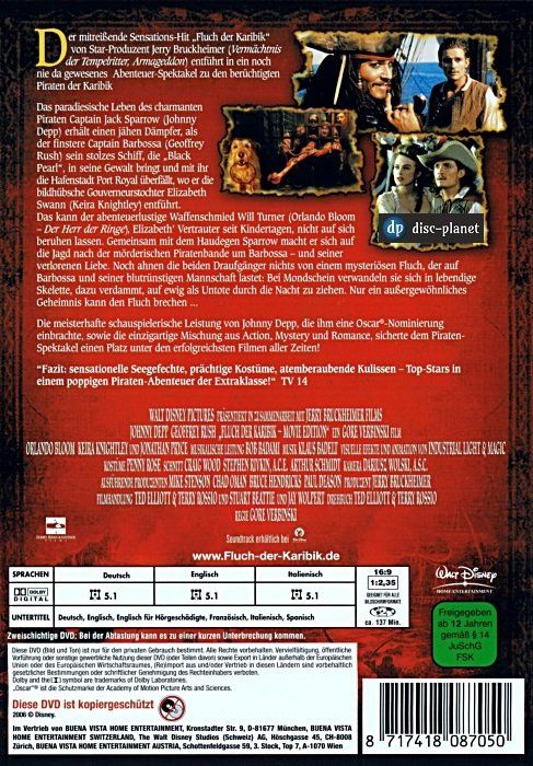 Tutti i DVDs: DVD - Fluch der Karibik (2003) – Usato da Embrach venduto da disc-planet 1