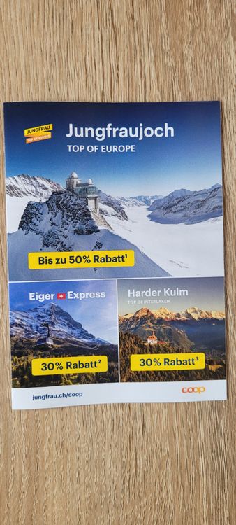 Bon bis zu 50% Rabatt Jungfraujoch plus je 30% Eiger + Kulm (Neu ...