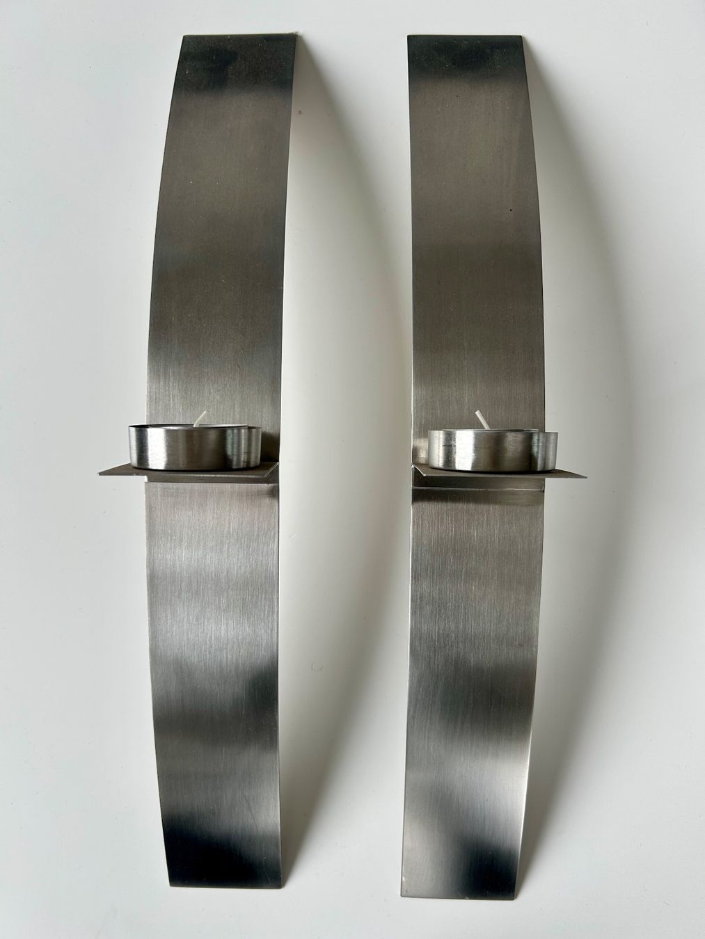 Portacandele: 2 Wandkerzenhalter Edelstahl gebogen – Usato da Luzern venduto da and_yq2s 1