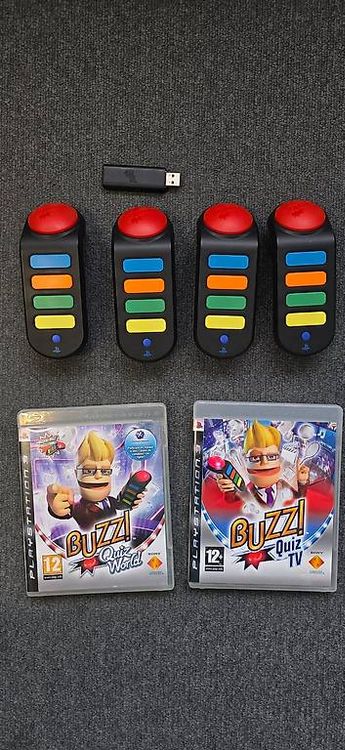 Buzz für PS3, 2 Spiele und 4 Buzzer mit USB Dongle (Gebraucht) in ...