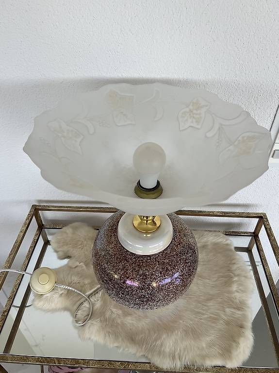 Lampade: Tischlampe Keramik  mit Glas Lampenschirm hell – Usato da Rehetobel venduto da Saentis111 4