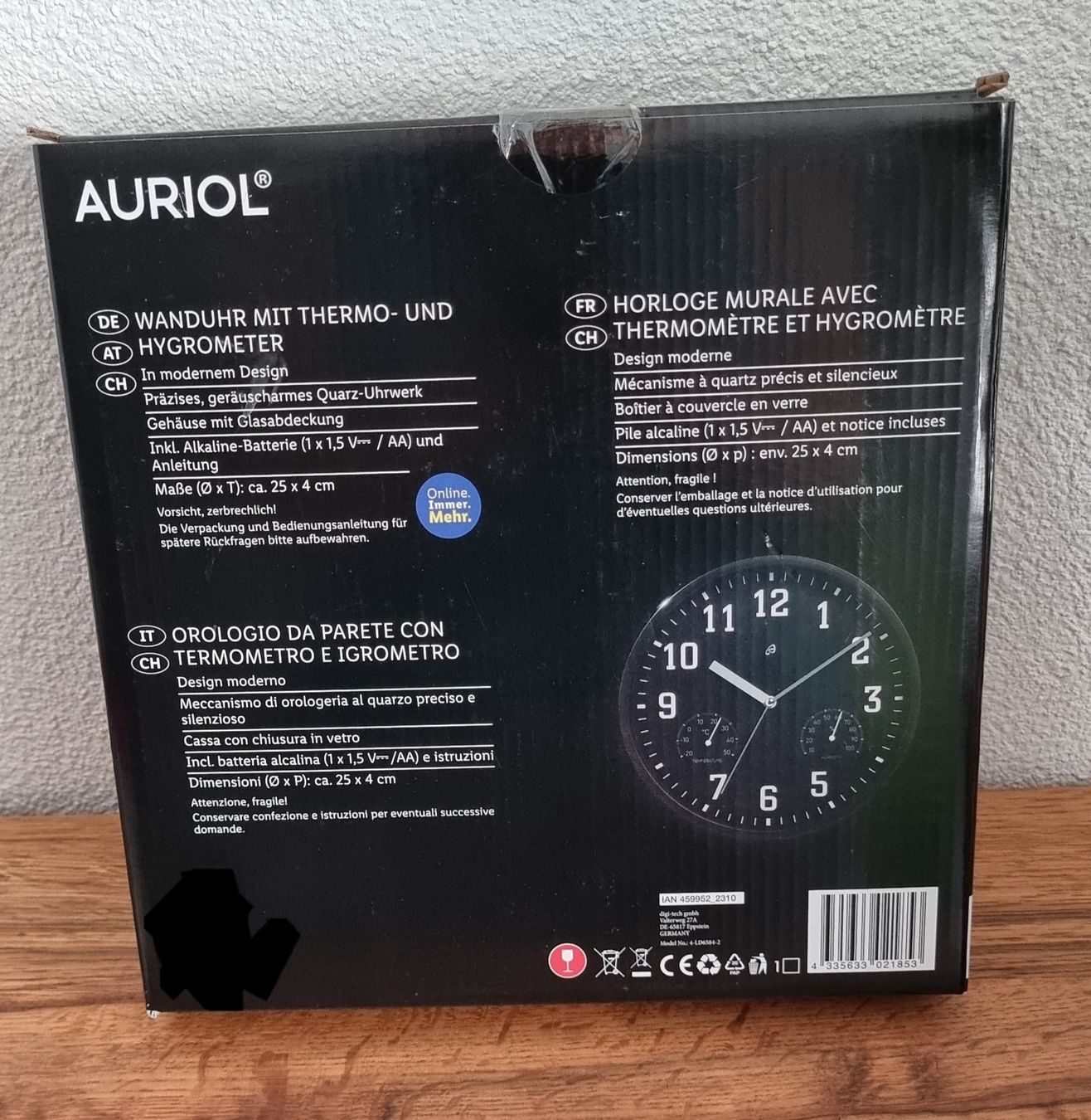 Orologi: AURIOL Wanduhr mit Thermo und Hygrometer – Nuovo e nell'imballaggio originale da Frauenfeld venduto da Bleeddragon 1