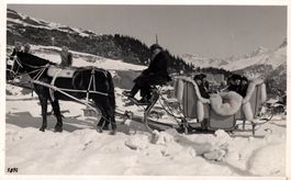 Pferdeschlitten mit Kutscher und Gästen (Arosa 1932)