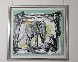 Rolf Knie "Elefant Kayla" Serigraphie, handsigniert