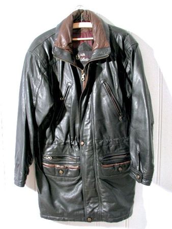 Leder Jacke AOA Collections Lang-Jacke Taschen gefüttert M