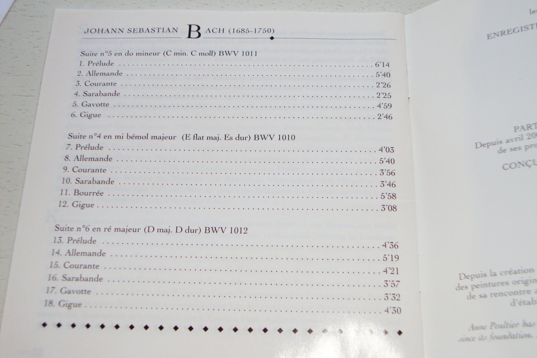 CD: Pascal Monteilhet - suites bwv 1010, 1011, 1012 - J.S. Bach – Usato da Engelberg venduto da margol 4