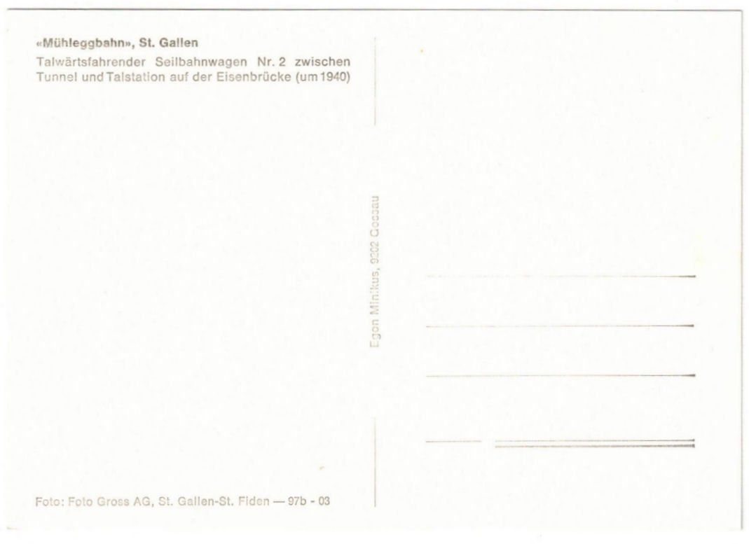Cartoline postali: St. Gallen - Standseilbahn Mühlegg – Usato da Binningen venduto da Mountainrider 1