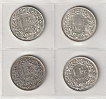 4 x 1 Franken (diverse Jahrgänge)