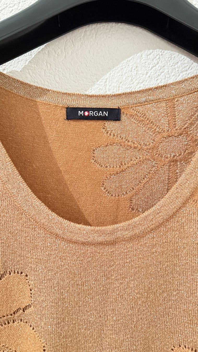 Morgan Top: Haut en maille dorée à effet lurex – Usato da Chêne bourg venduto da Elegance_2023 5