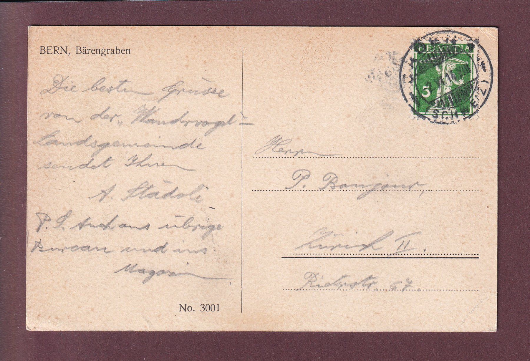 Cartoline postali: BERN - Bärengraben - 1914 // Eckbug // – Usato da Pully venduto da nicecards 1