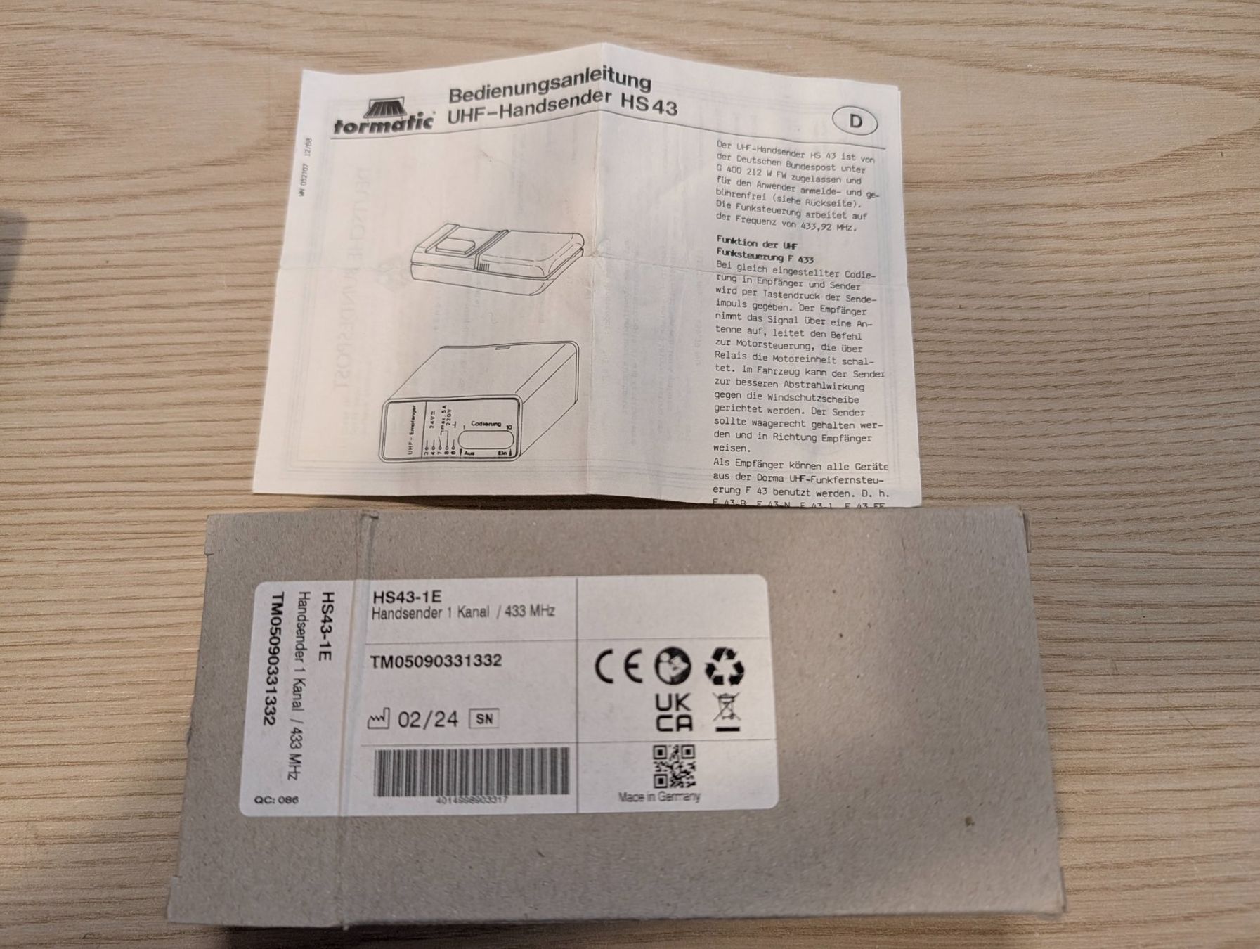 Telecomandi: Tormatic HS 43-1E Dorma Handsender – Nuovo (secondo la descrizione) da NATERS venduto da Eifacheppis 1