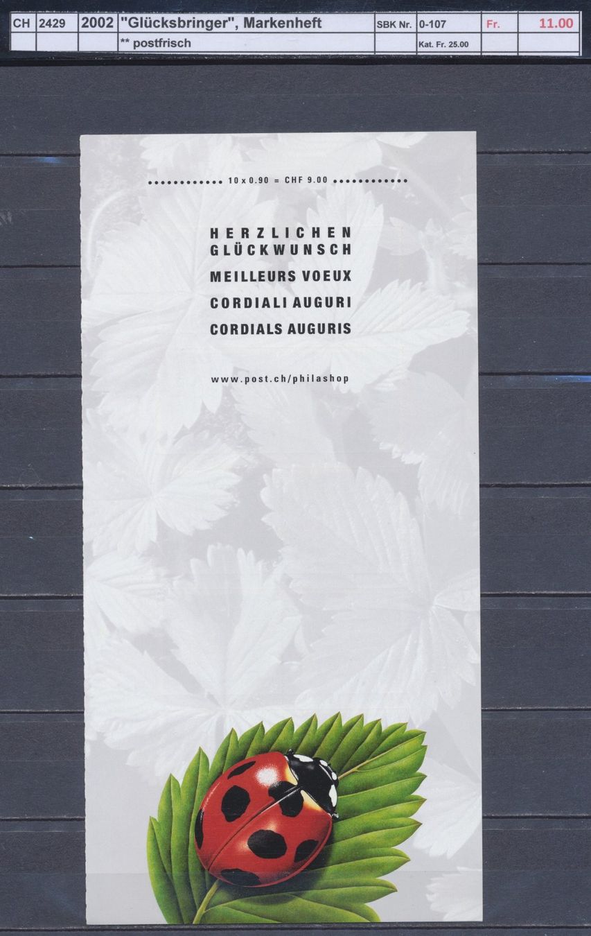 Tutti i francobolli: 2002 "Glücksbringer", Markenheft, ** postfrisch – Nuovo (secondo la descrizione) da Winterthur venduto da Zupogeru