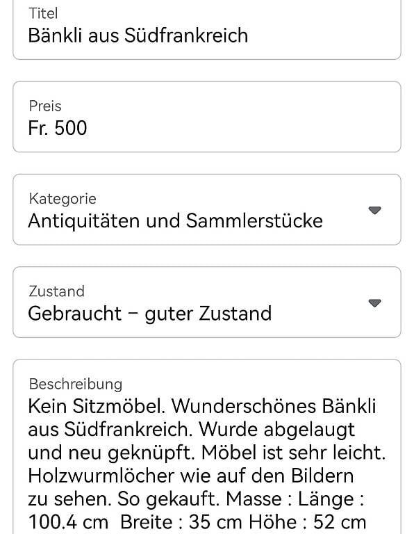 Bänke: Altes Bänkchen aus Südfrankreich – Gebraucht aus Wallisellen von Muggeli1970 4