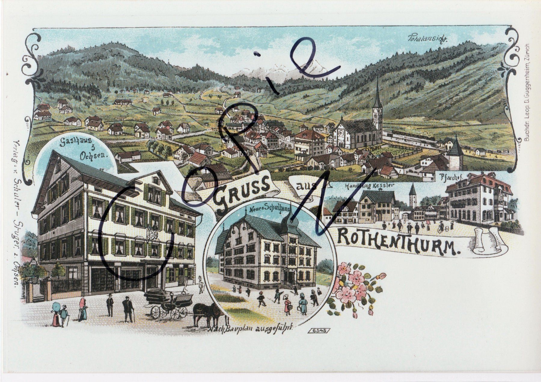 Cartoline postali: Gruss aus Rothenthurm - (Top Litho-Ansicht um 1900) – Usato da Fällanden venduto da Blausegelfliege