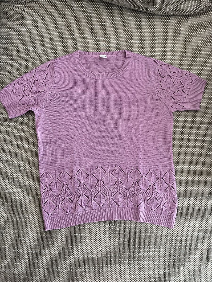 T-Shirts: Rosa Strickshirt mit Lochmuster - Gr. 42 – Gebraucht aus Kleinandelfingen von fam_x5rv