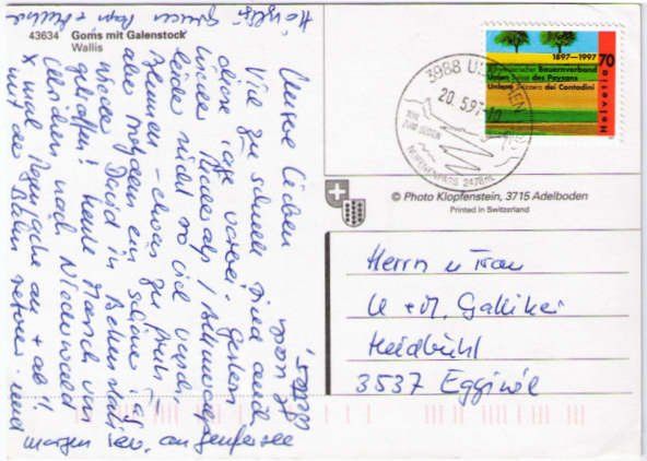 Cartes postales: Goms mit Galenstock – D'occasion à Binningen par Mountainrider 1