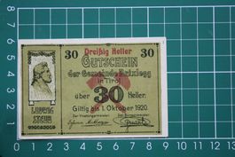 currency voucher austria brixlegg 30 heller 1920
