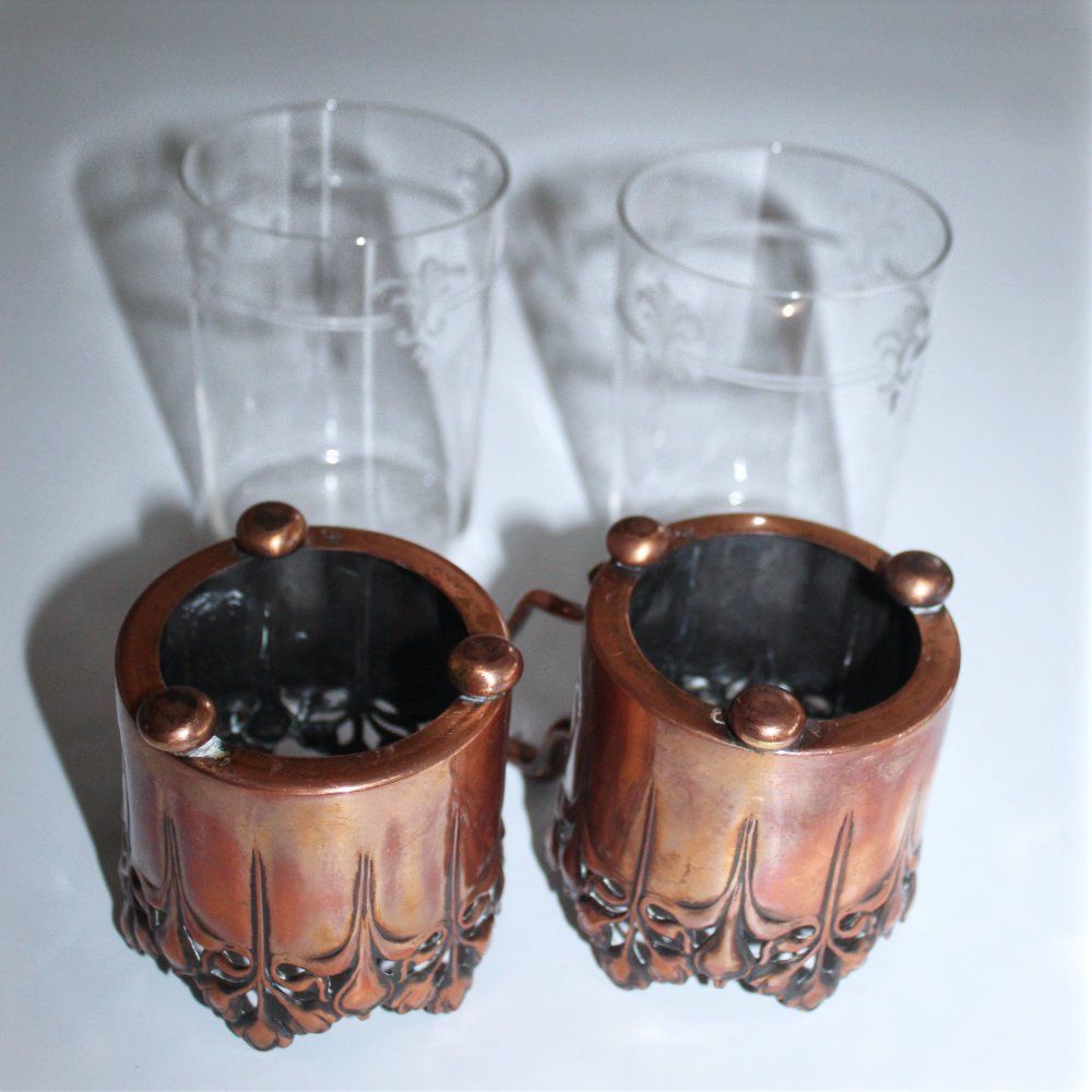 WMF Tasses: Teeglashalter Kupfer Jugendstil WMF mit Glaseinsatz – D'occasion à Weggis par Mylemontree 2