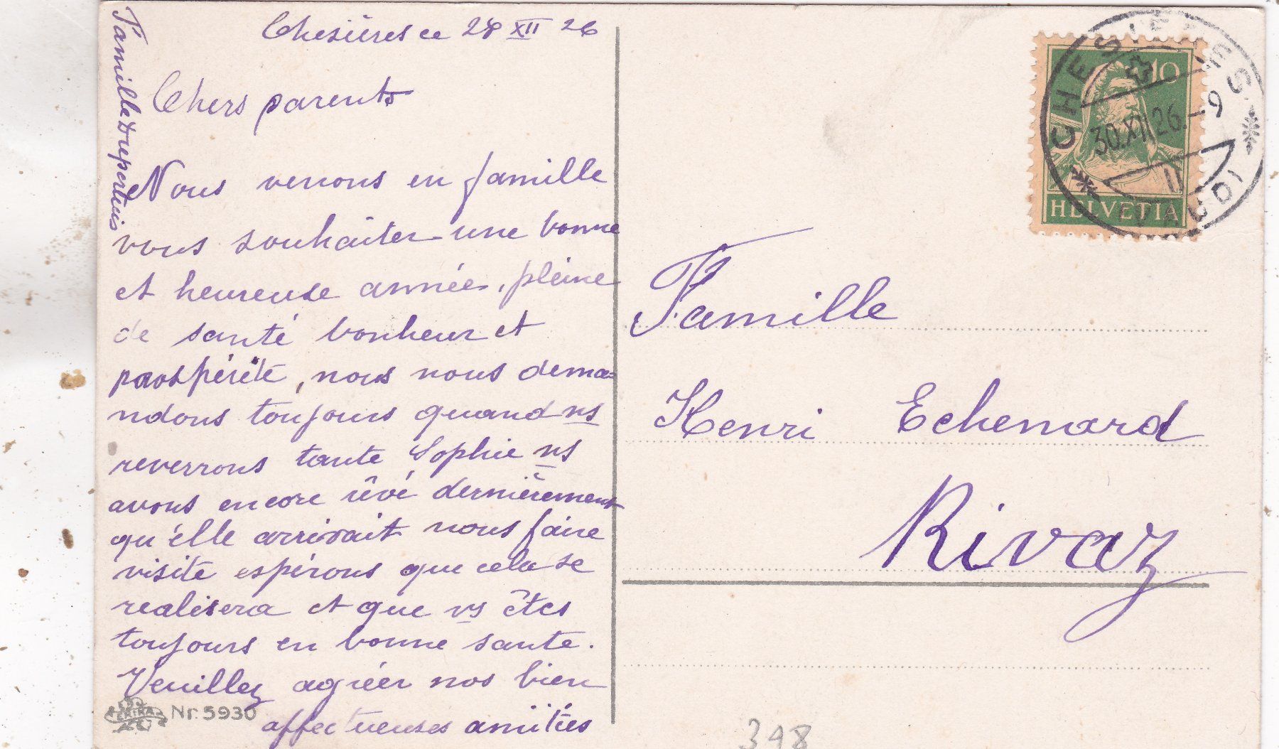 Cartoline postali: Kitsch Glocke Blumen Bonne Année 1926 – Usato da Herisau venduto da Lisegrat2008 1
