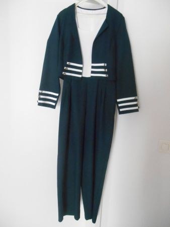 Maritimer Jumpsuit mit Jacke Gr. 38