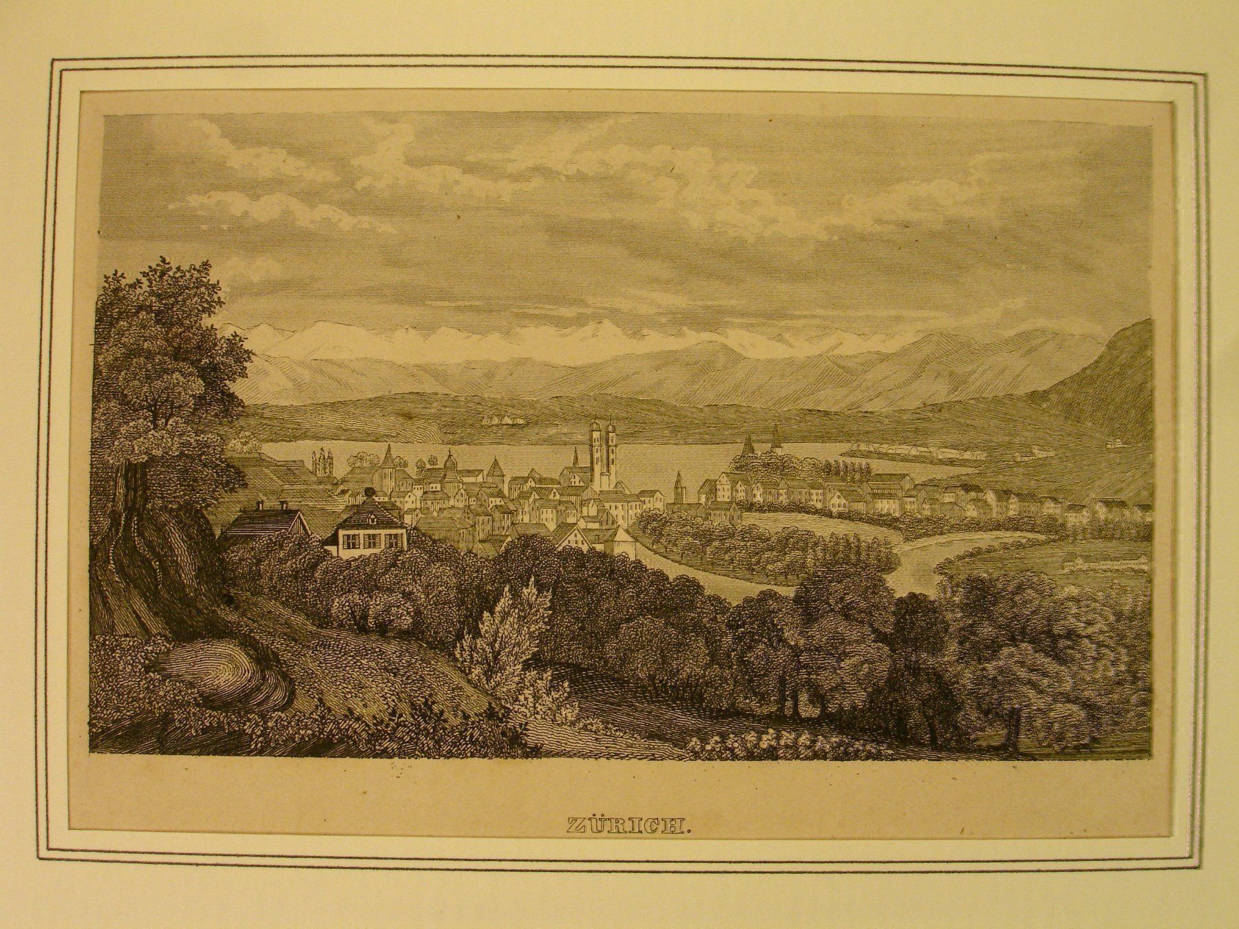 Stiche: ZÜRICH STAHLSTICH UM 1850 – Gebraucht aus Grüningen von Kartensammler