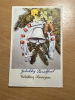 Vintage Weihnachtskarte "Glücksbringer" Hufeisen, Top Zustan
