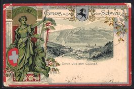 Passepartout-Lithographie Chur, Blick au