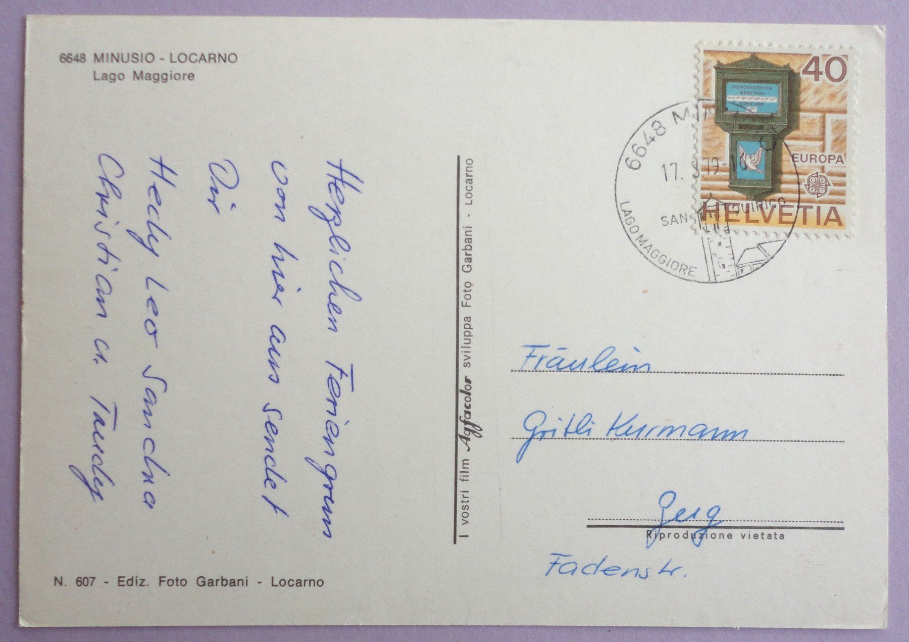 Cartes postales: Minnusio -  Locarno, Lago Maggiore – D'occasion à Fétigny par Billy2miny 1