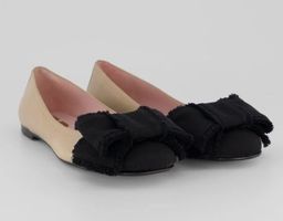 Ras beige and black big bow ballerinas EU39