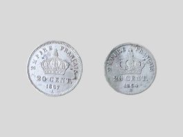 Ab 1.- 2x 20 Cent Frankreich 1864 und 1867 Silber