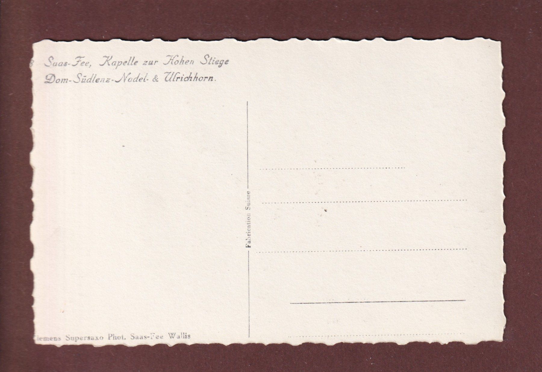 Cartoline postali: SAAS-FEE - Kapelle zur Hohen Stiege – Usato da Pully venduto da nicecards 1