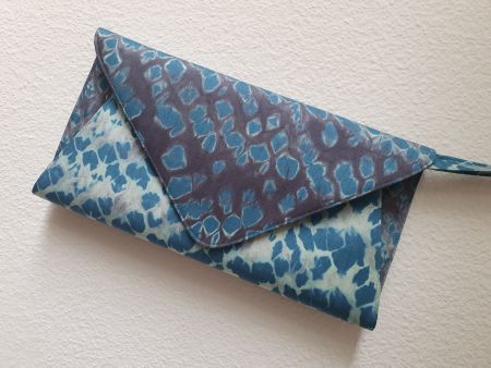 Clutch,Umhängetasche,Blau/Türkustöne und grau,Seide