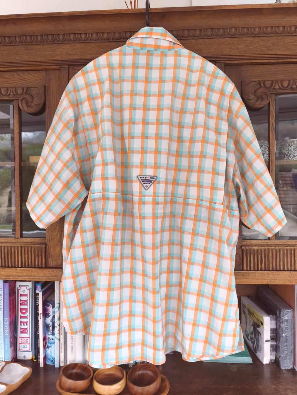 Columbia Camicie: orange gemustertes Columbia Kurzarmhemd XXL – Usato da Erschwil venduto da tomket66 1