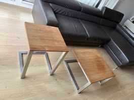 Couchtisch & Beistelltisch in echten Nussbaumholz 