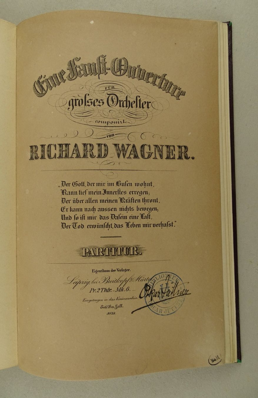 Libri: RICHARD WAGNER: EINE FAUST-OUVERTURE, ERSTAUSGABE – Usato da Grüningen venduto da Kartensammler 1