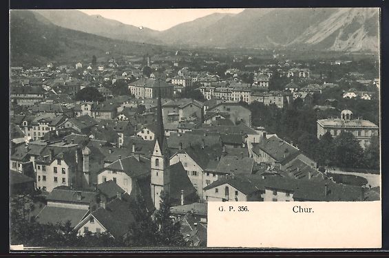 Cartoline postali: Chur, Totalansicht mit Bergpanorama aus  – Usato da Berlin venduto da bartko-reher
