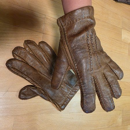 Braune Lederhandschuhe, Grösse 8¾, für den Winter!