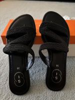 Schwarze Sandalen, Gr. 38, Echtleder Si Barselona