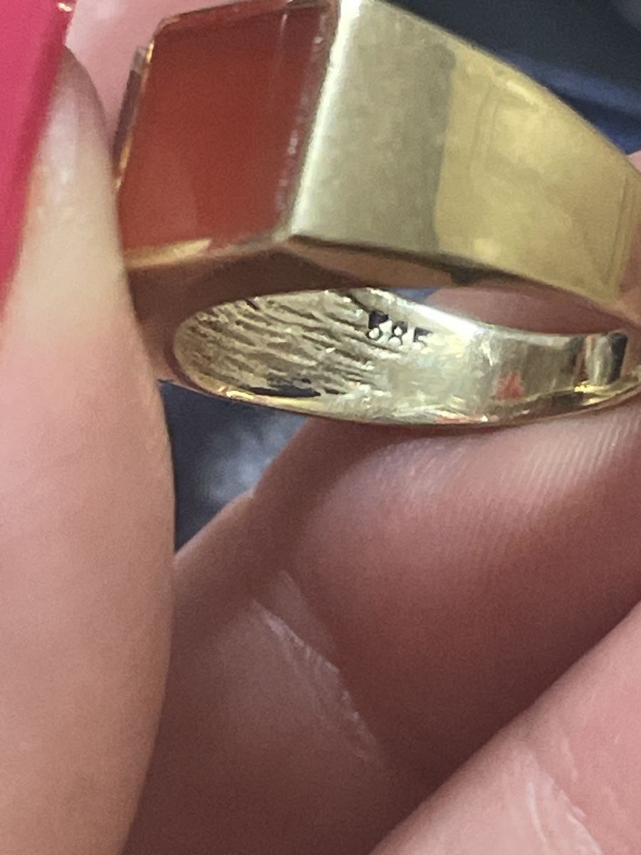 Anelli: Bague en or 14 carats avec corail – Usato da Montreux venduto da Pipo7878 4