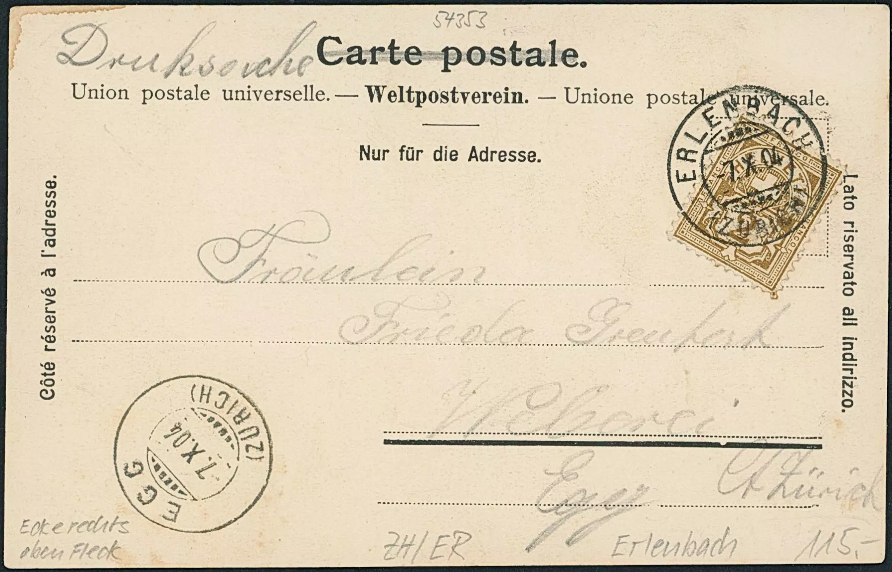 Cartoline postali: ZH Erlenbach – Usato da Schindellegi venduto da leecollect 1