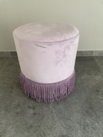 Lila Samt Hocker mit Fransen - Top Zustand!