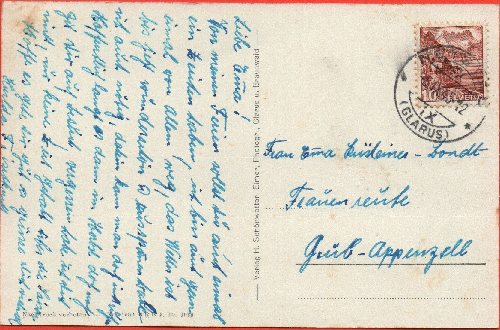 Cartoline postali: NETSTAL mit Glärnischkette – Usato da Jona venduto da philajona 1