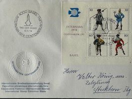 🎭 InterNABA 1974 Basel Standesläufer Block-S 839 Sonderst.