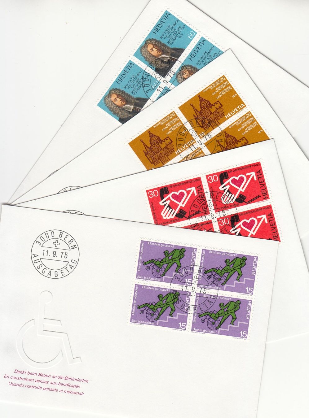 Tutti i francobolli: SBK 568 - 571 im 4er-Block FDC – Usato da Bürglen TG venduto da StampGraf